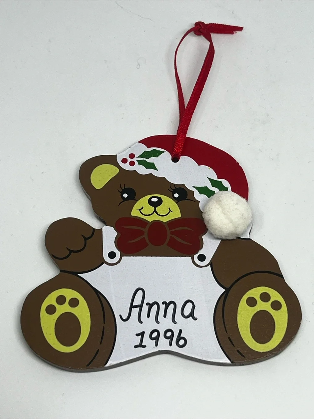 Vintage 1996 Personalized Teddy Ornament 